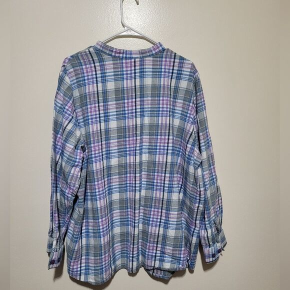 Blair Blue and Purple Plaid Womans Button Up Shirt - Picture 2 of 5